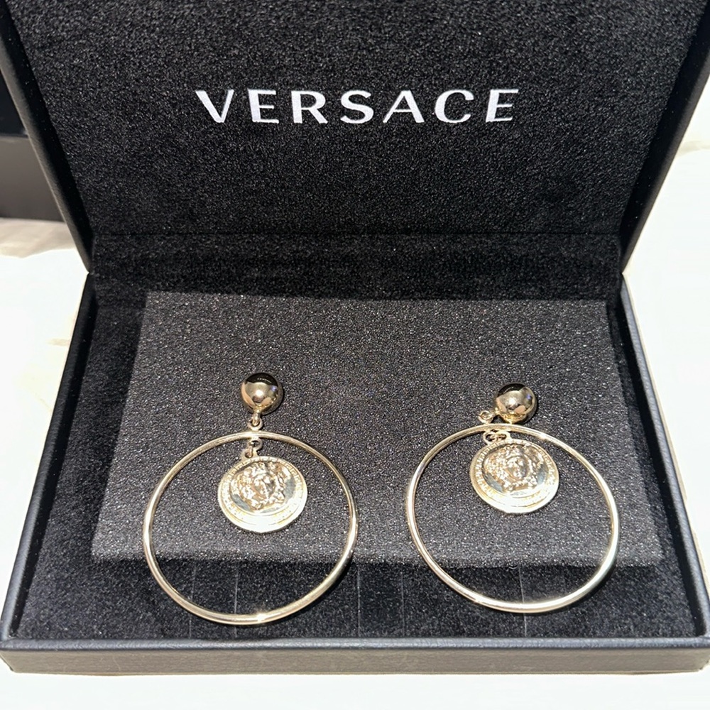 Gold Versace Medusa head Hoop Earrings⚡️
